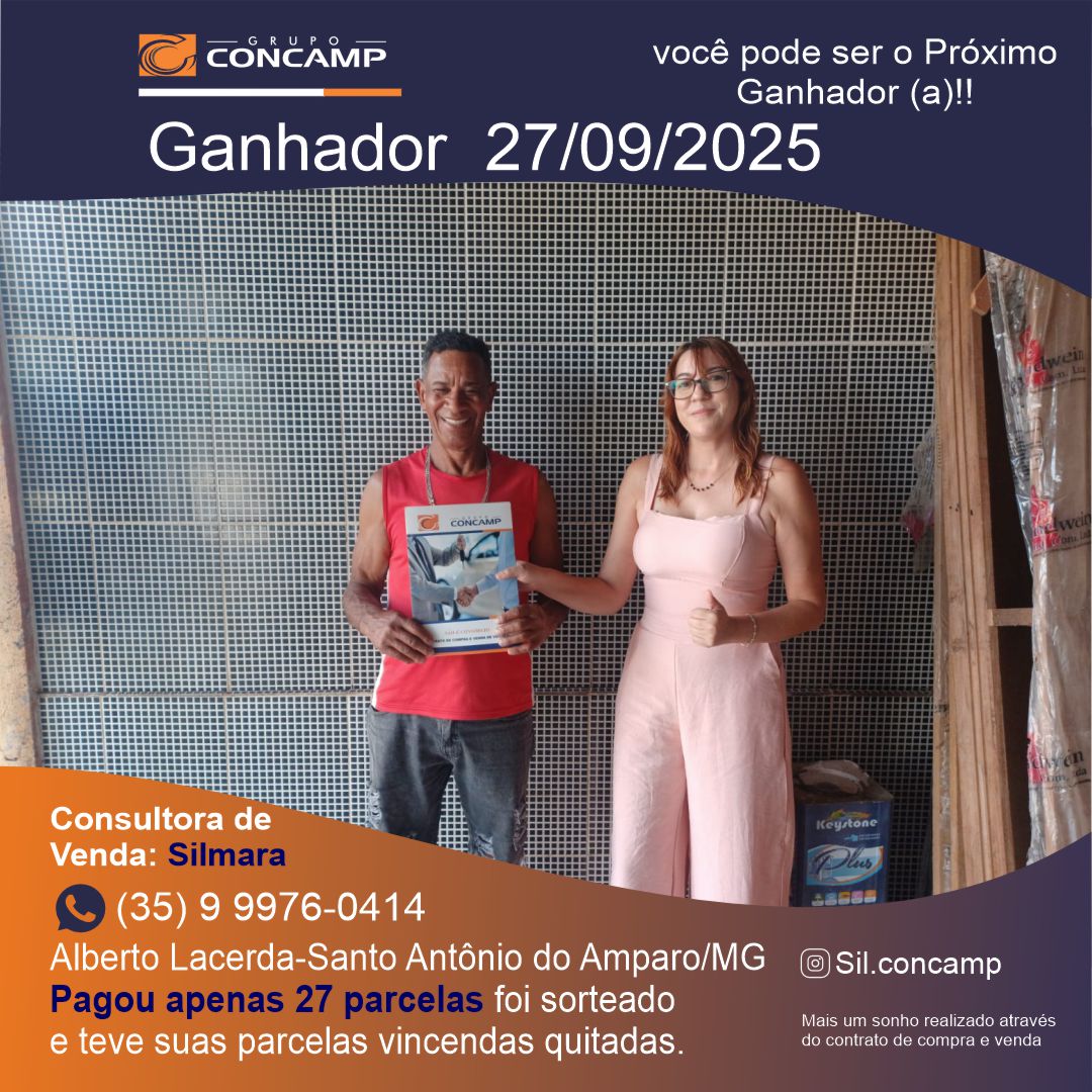 Ganhador(a) Albert Lacerda - Plano Premiado Concamp
