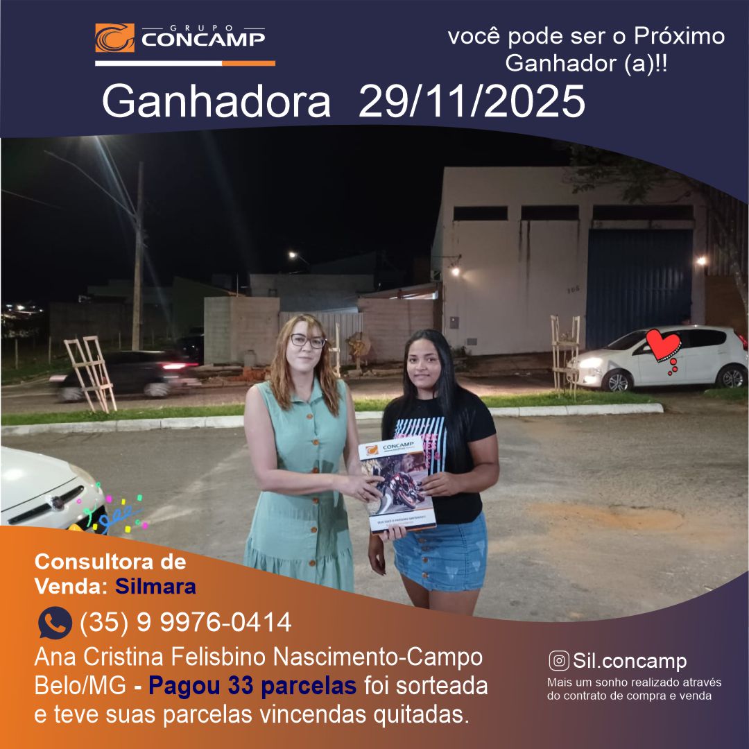 Ganhador(a) Ana Cristina - Plano Premiado Concamp