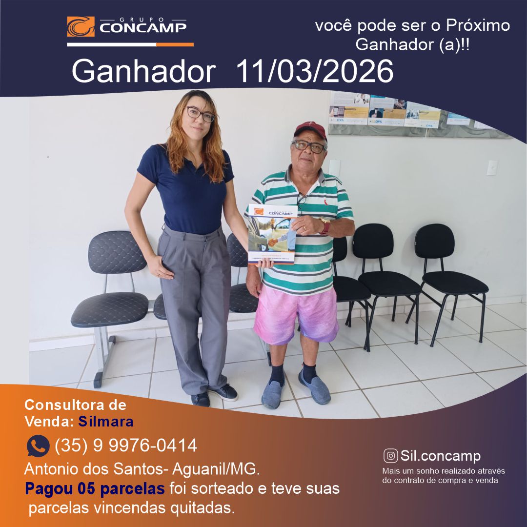 Ganhador(a) Antonio dos Santos - Plano Premiado Concamp