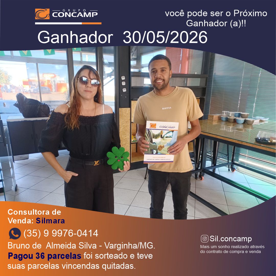 Ganhador(a) Bruno de Almeida - Plano Premiado Concamp