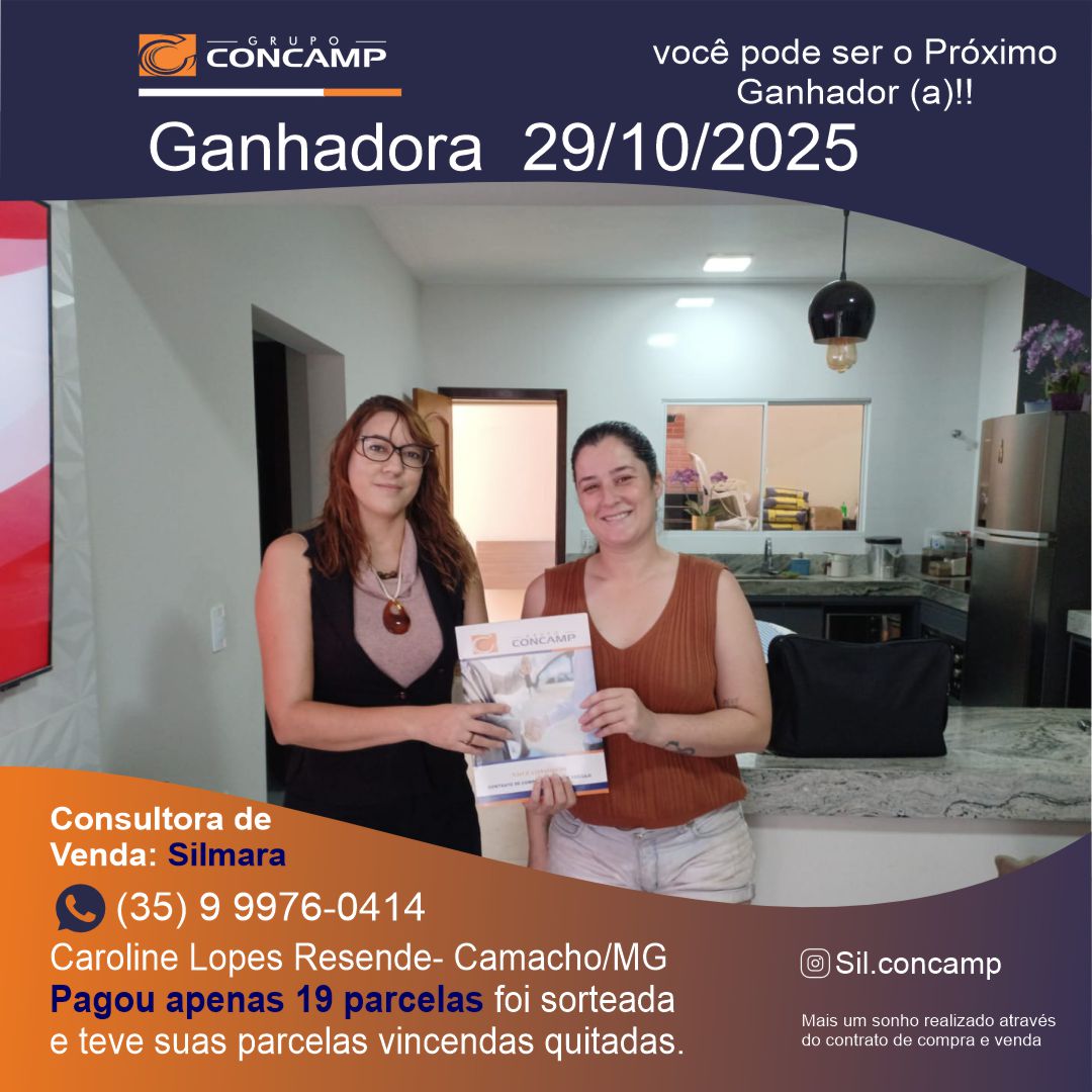 Ganhador(a) Caroline Lopes - Plano Premiado Concamp