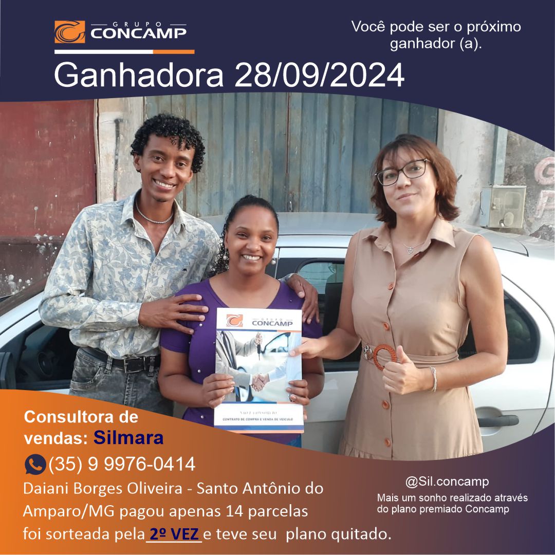 Ganhador(a) Daiani Borges - Plano Premiado Concamp
