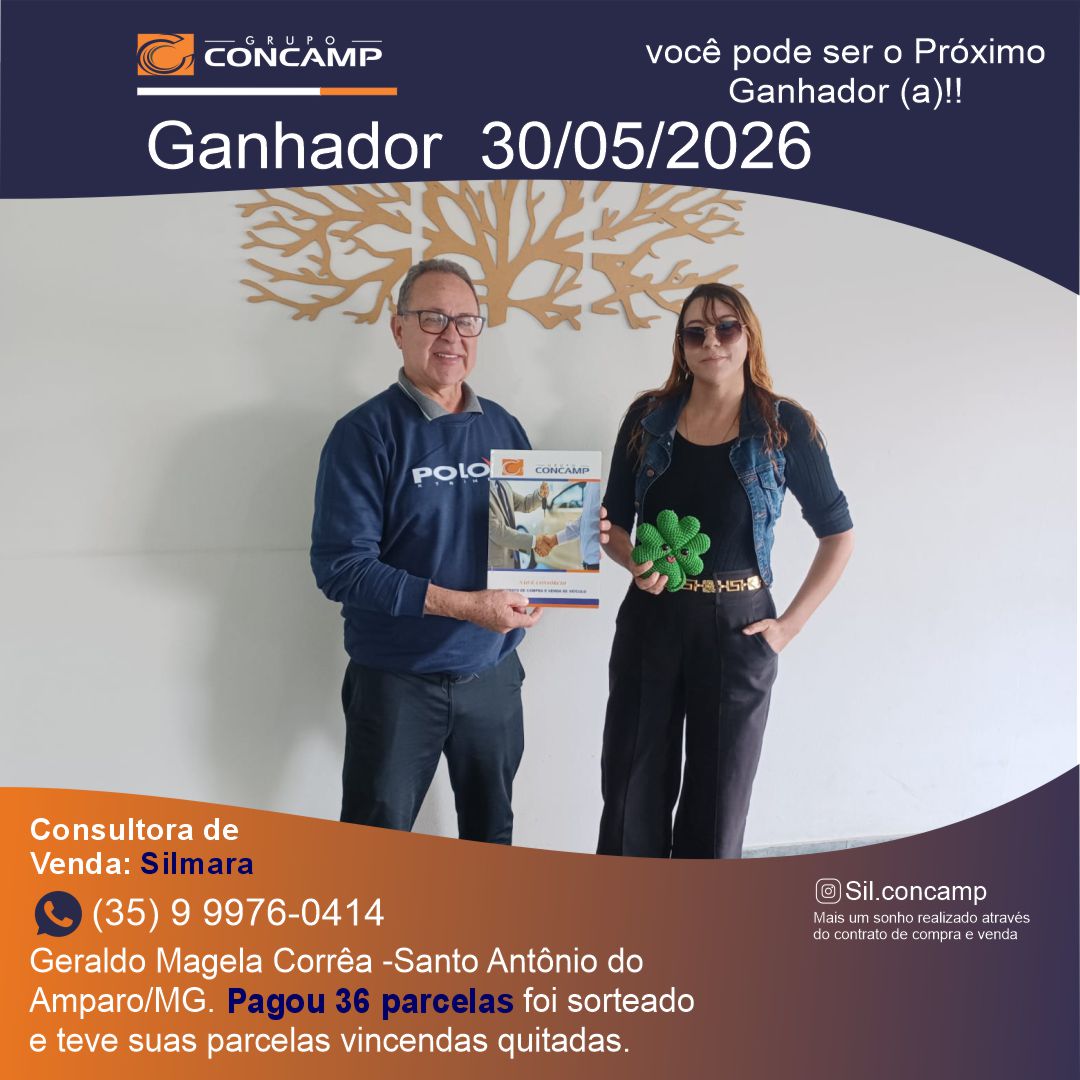 Ganhador(a) Geraldo Magela - Plano Premiado Concamp