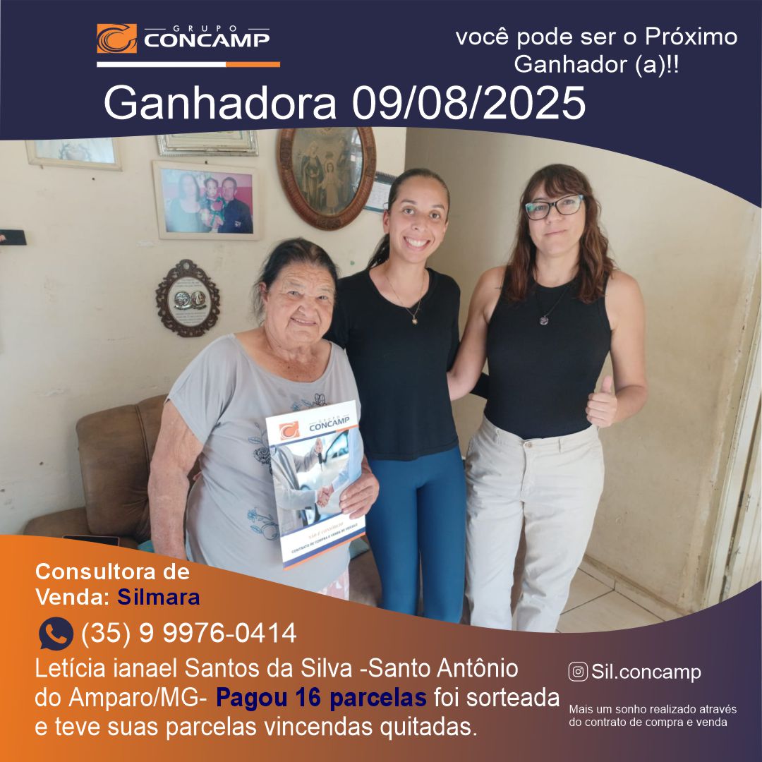 Ganhador(a) Letícia Ianael - Plano Premiado Concamp