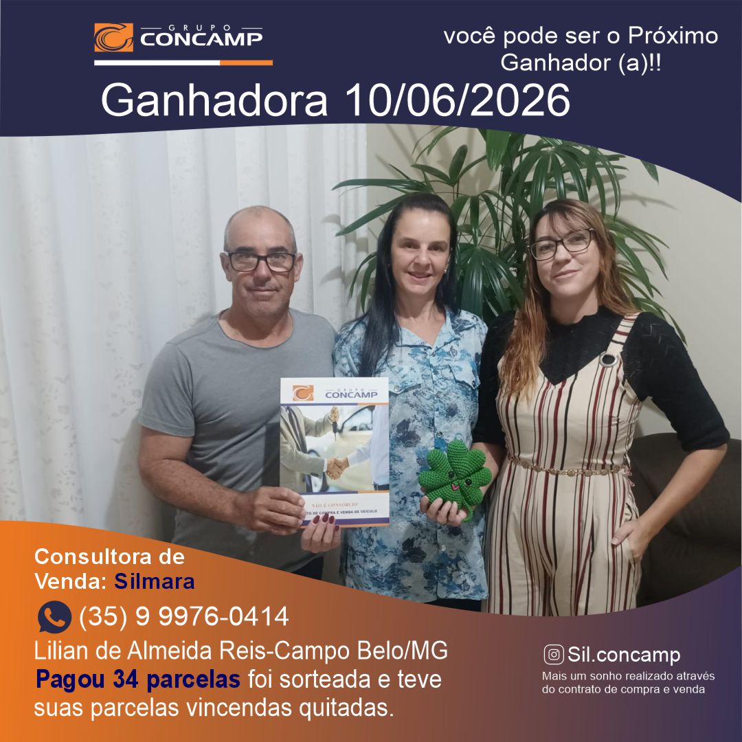 Ganhador(a) Lilian de Almeida - Plano Premiado Concamp