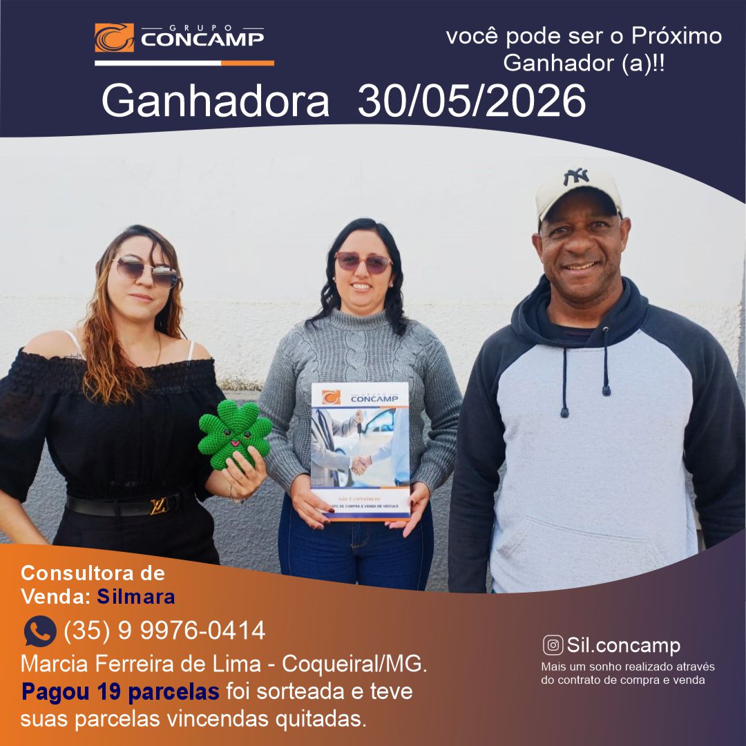 Ganhador(a) Marcia Ferreira - Plano Premiado Concamp