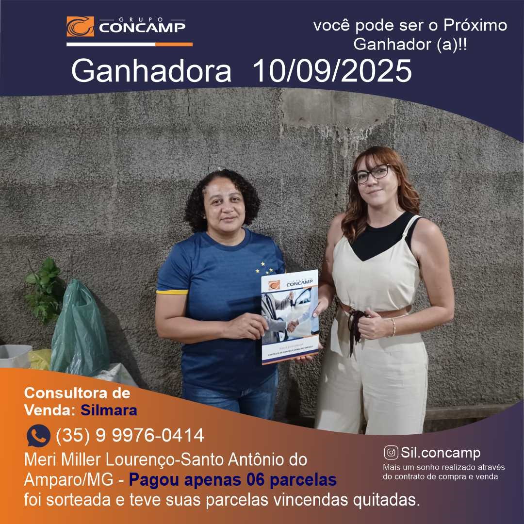 Ganhador(a) Meri Miller - Plano Premiado Concamp