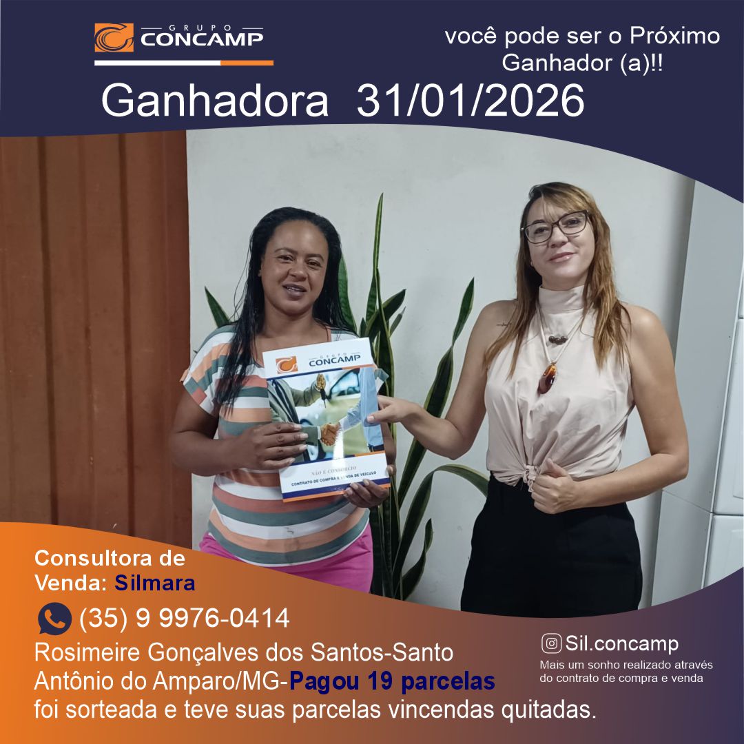 Ganhador(a) Rosimeire Gonçalves - Plano Premiado Concamp