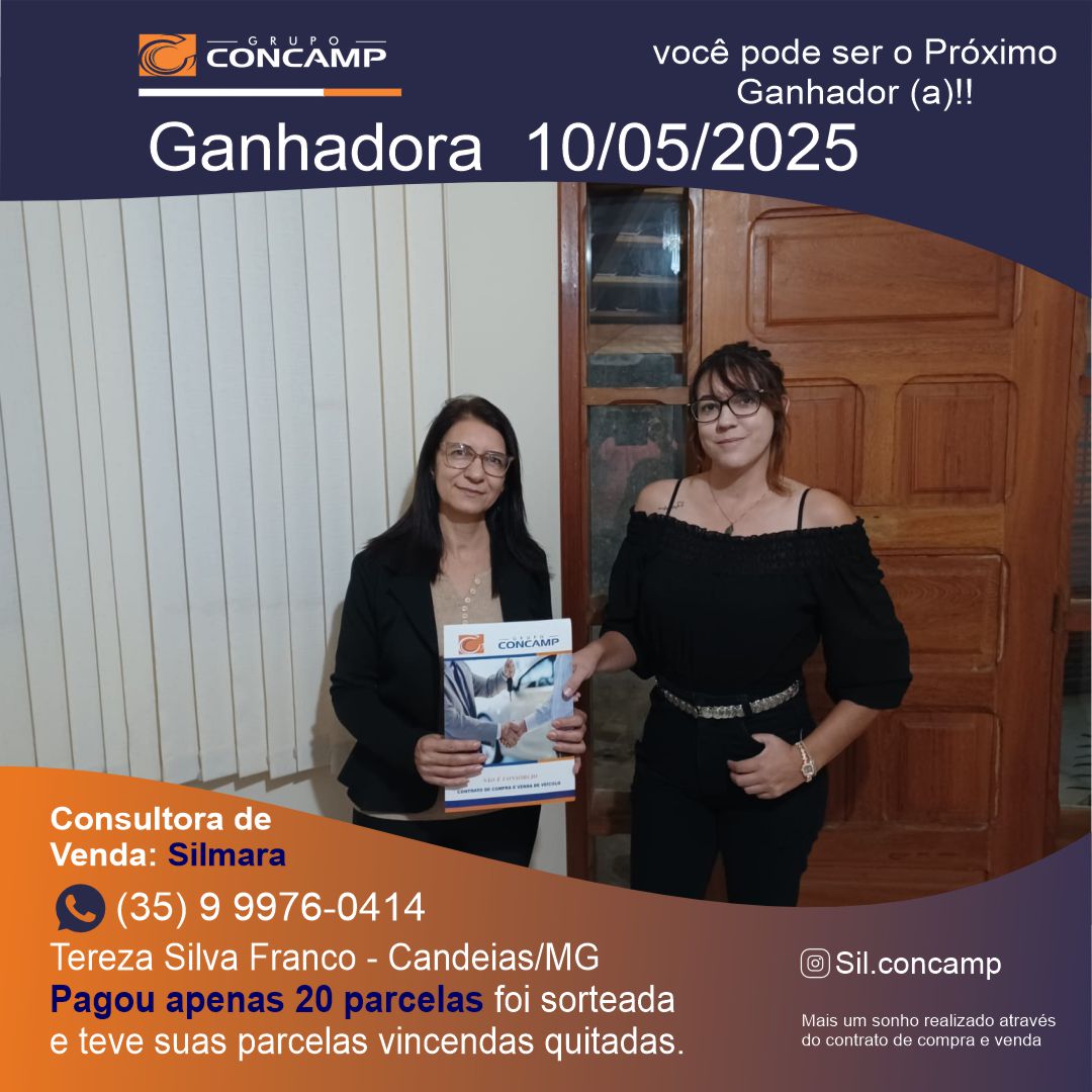 Ganhador(a) Tereza Silva - Plano Premiado Concamp